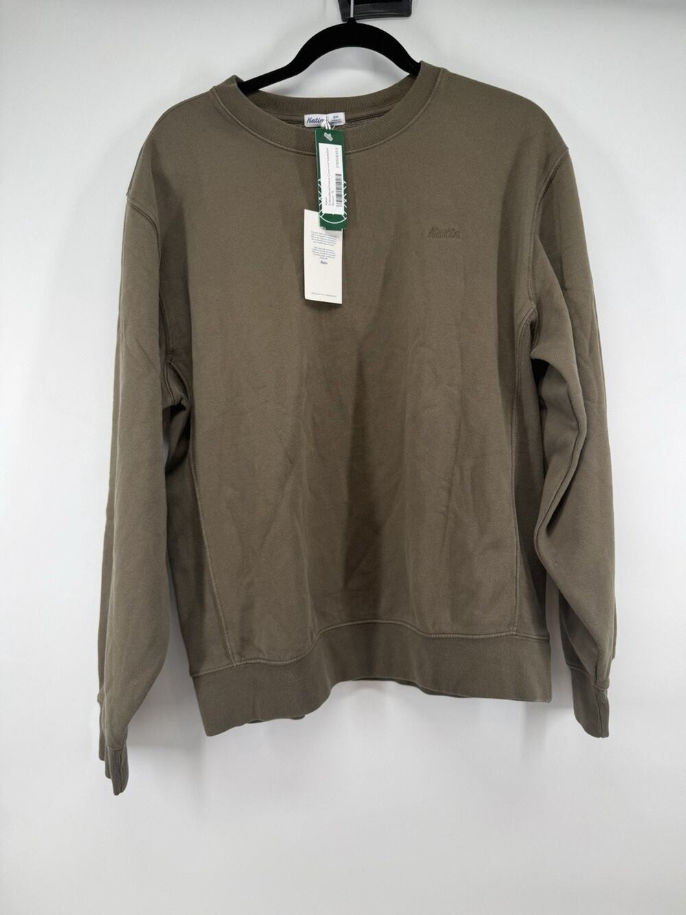 Katin Brown Small Embroidered Fleece Crewneck Sweater NWT